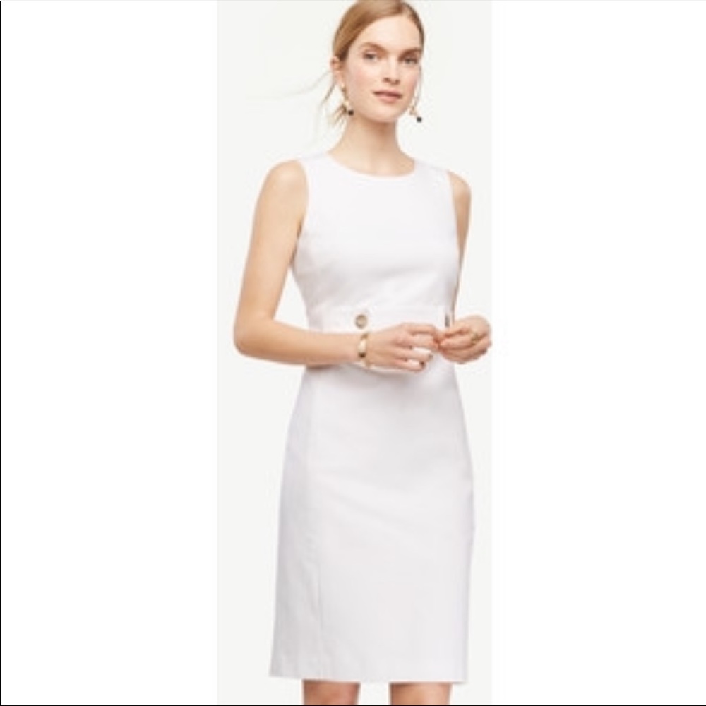 SHOSHANNA TAB WAIST WHITE DRESS